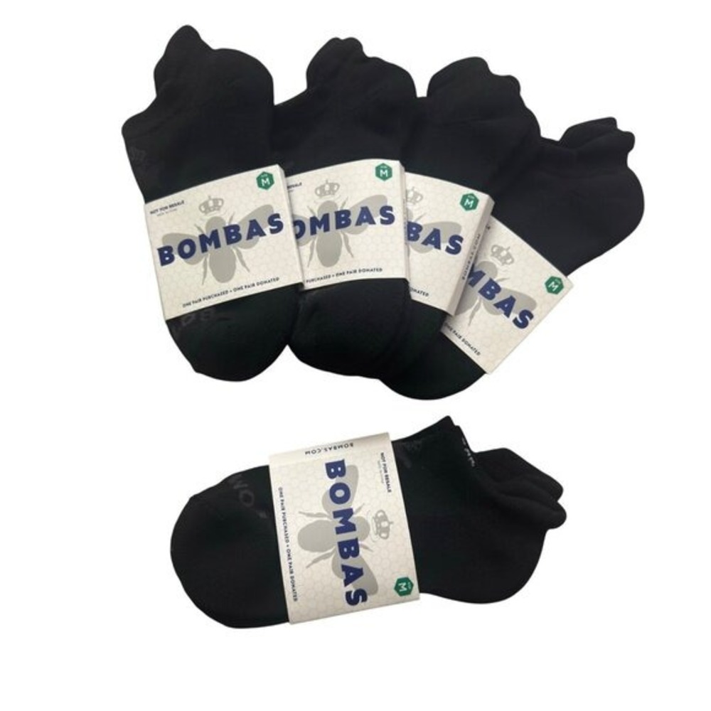 Bombas ankle Medium Black No-Show Socks 5-Pack With Honeycomb Arch Support new - Picture 2 of 7
